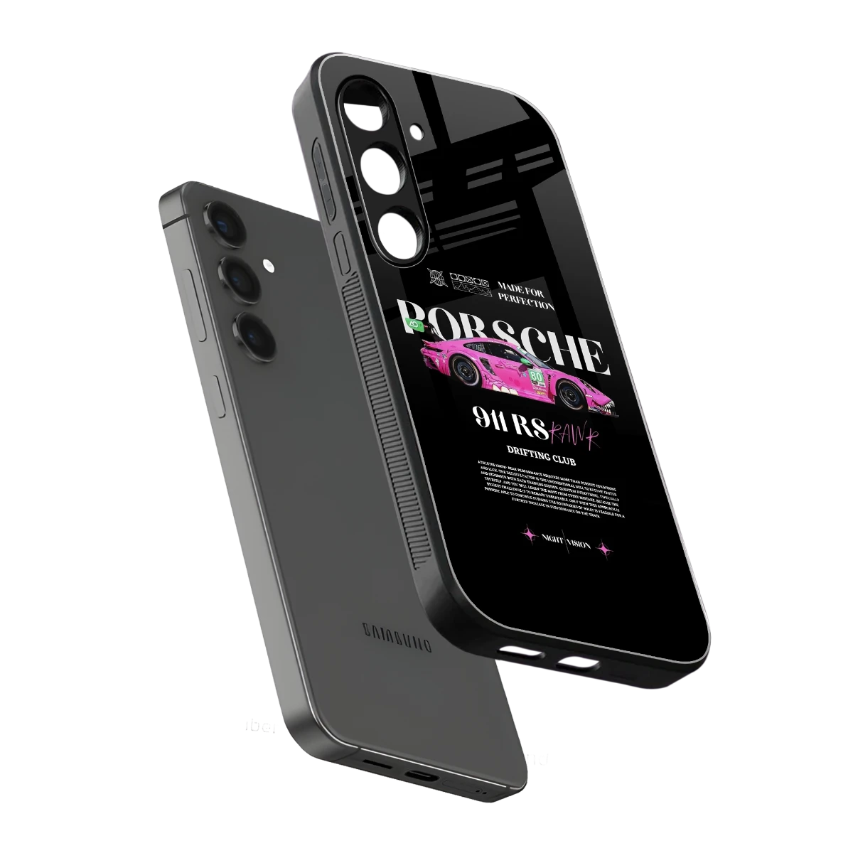 911 Drifting Club sleek samsung galaxy s24 plus cover with tempered glass back and TPU edges