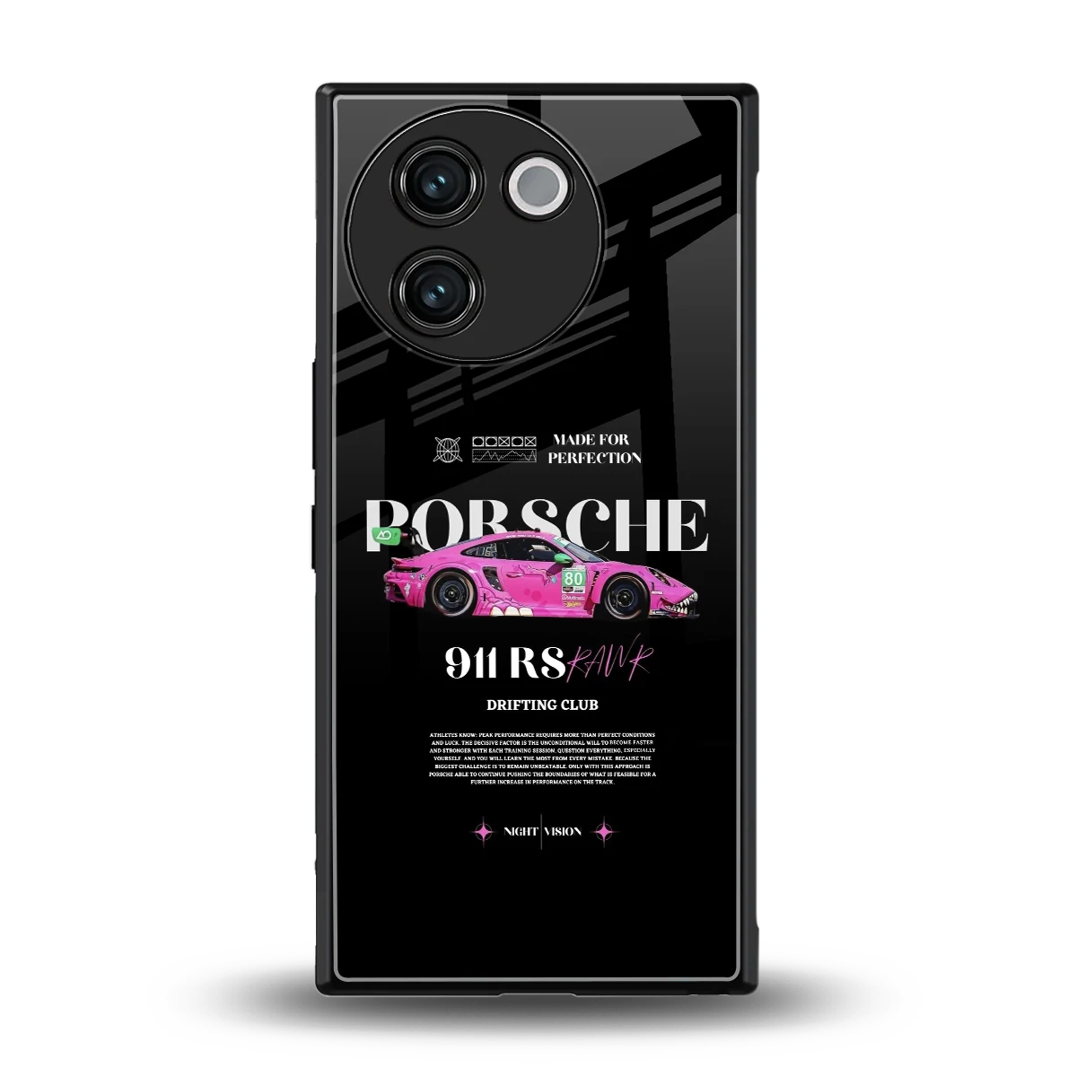 911 Drifting Club back phone cover | glass case for vivo v30e