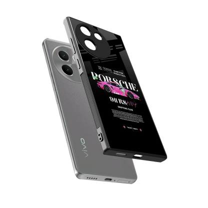 911 Drifting Club sleek vivo v30e cover with tempered glass back and TPU edges
