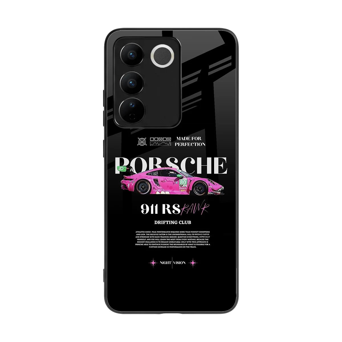 911 Drifting Club back phone cover | glass case for vivo v27 5g