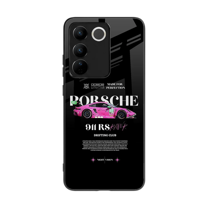 911 Drifting Club back phone cover | glass case for vivo v27 5g