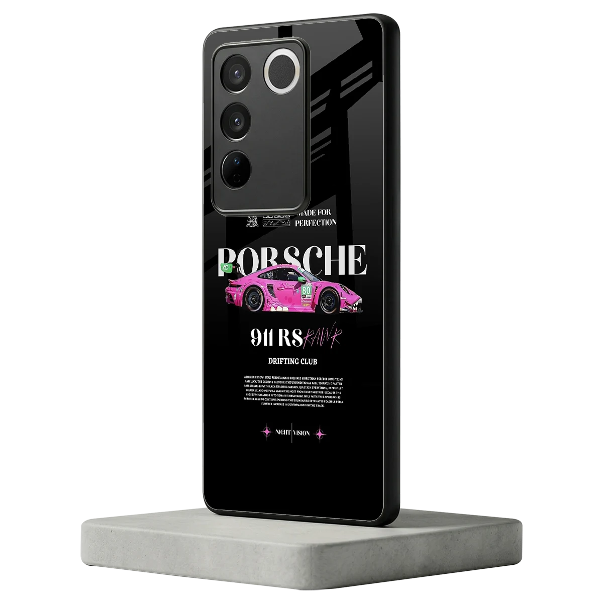 911 Drifting Club vivo v27 5g mobile cover | shockproof glass phone case