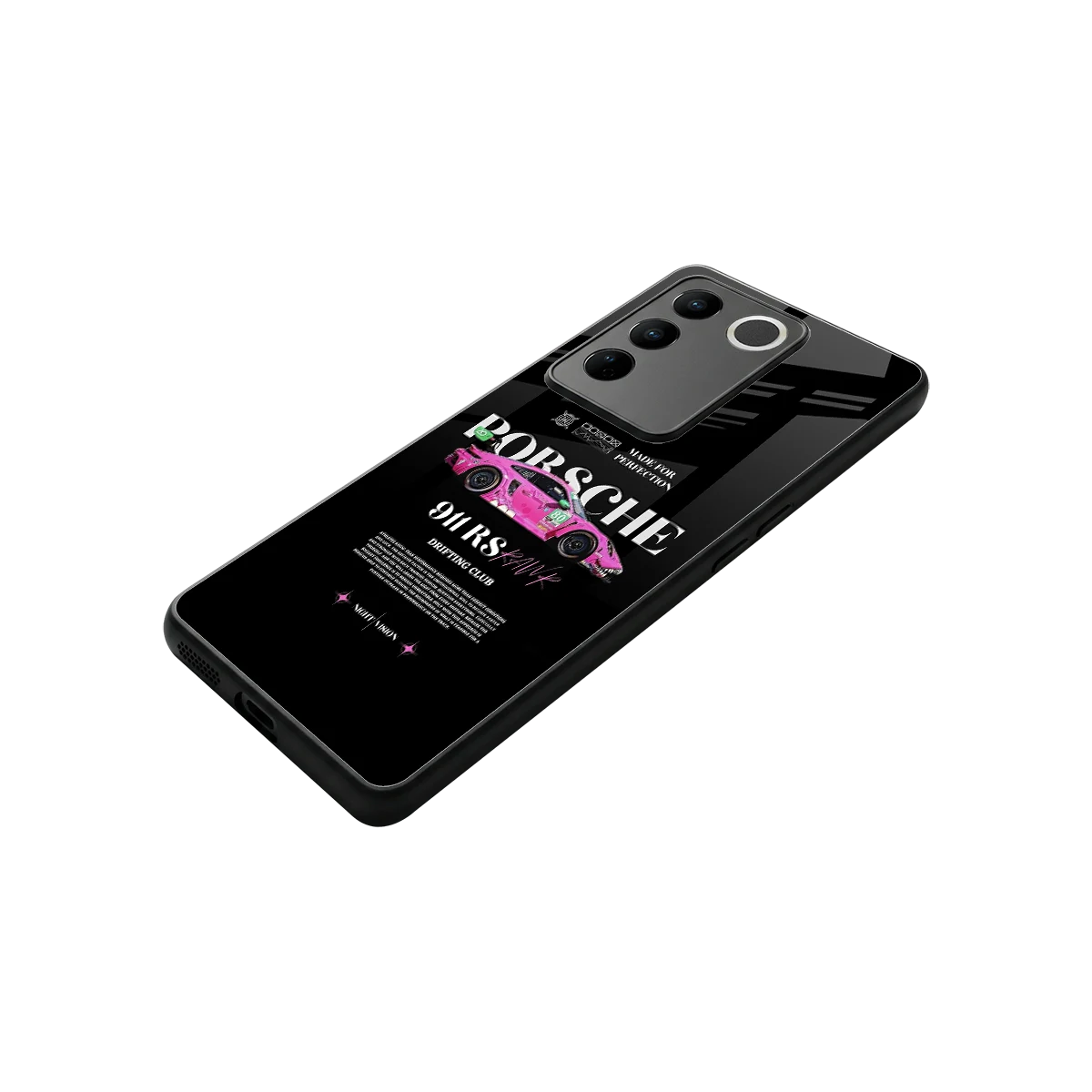 911 Drifting Club stylish phone case for vivo v27 5g | glossy glass and slim fit