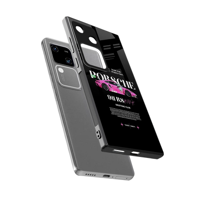 911 Drifting Club sleek vivo v30 cover with tempered glass back and TPU edges