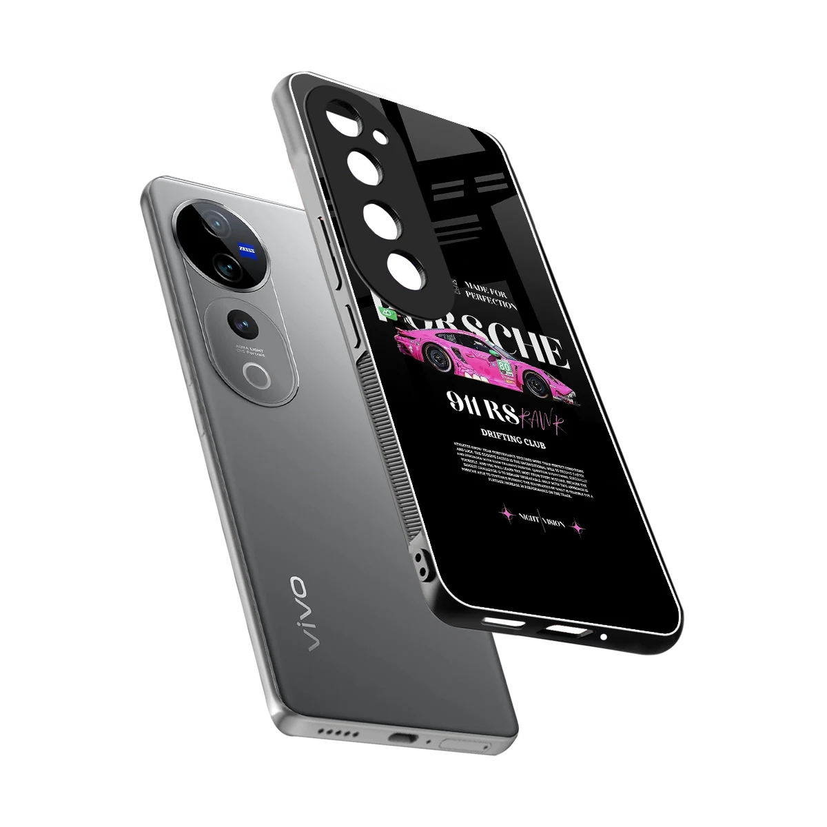 911 Drifting Club sleek vivo v40 pro cover with tempered glass back and TPU edges