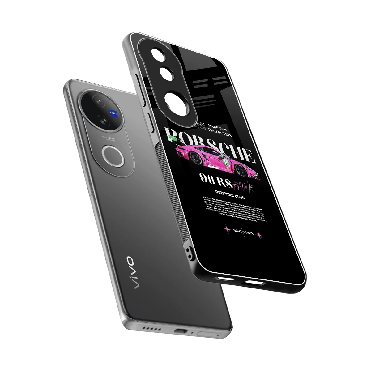 911 Drifting Club sleek vivo v50 cover with tempered glass back and TPU edges