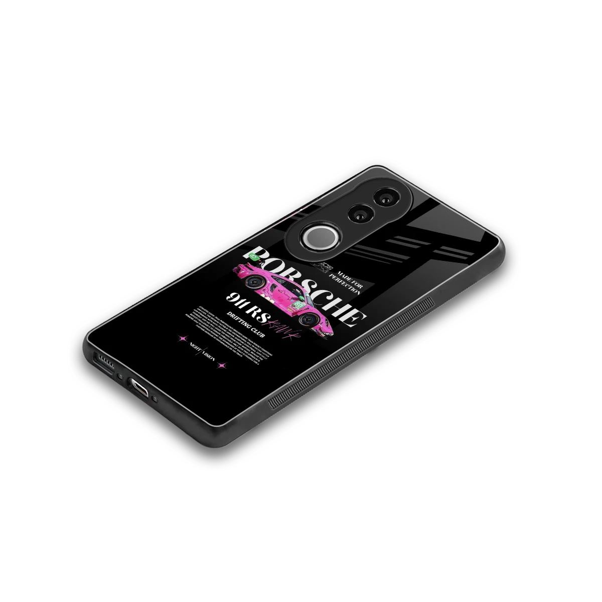 911 Drifting Club stylish phone case for vivo v50 | glossy glass and slim fit