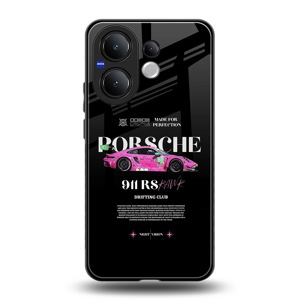 911 Drifting Club back phone cover | glass case for vivo v60