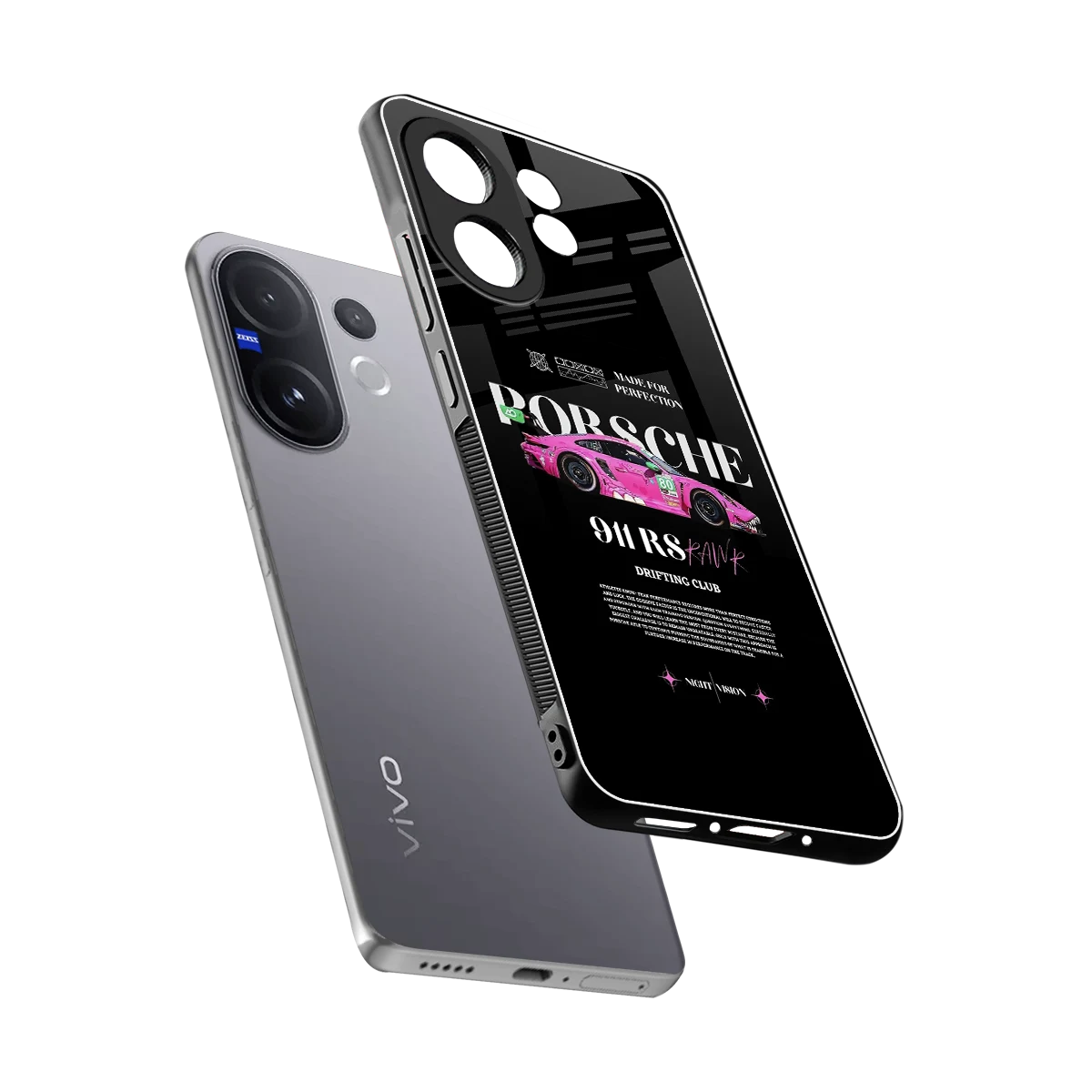 911 Drifting Club sleek vivo v60 cover with tempered glass back and TPU edges