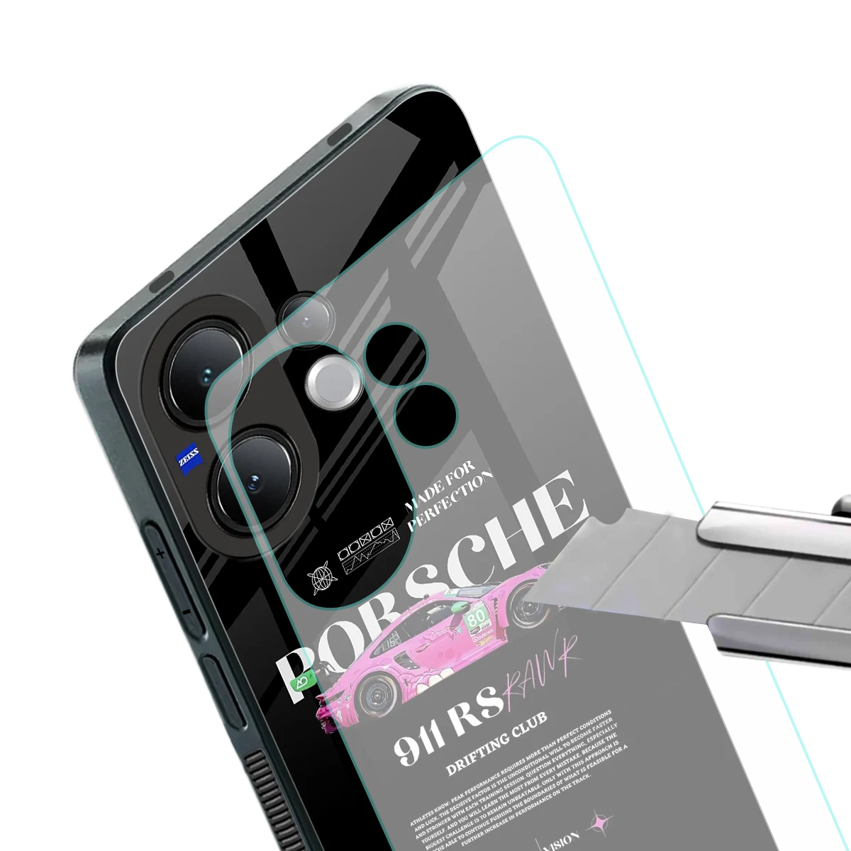 911 Drifting Club stylish phone case for vivo v60 | glossy glass and slim fit
