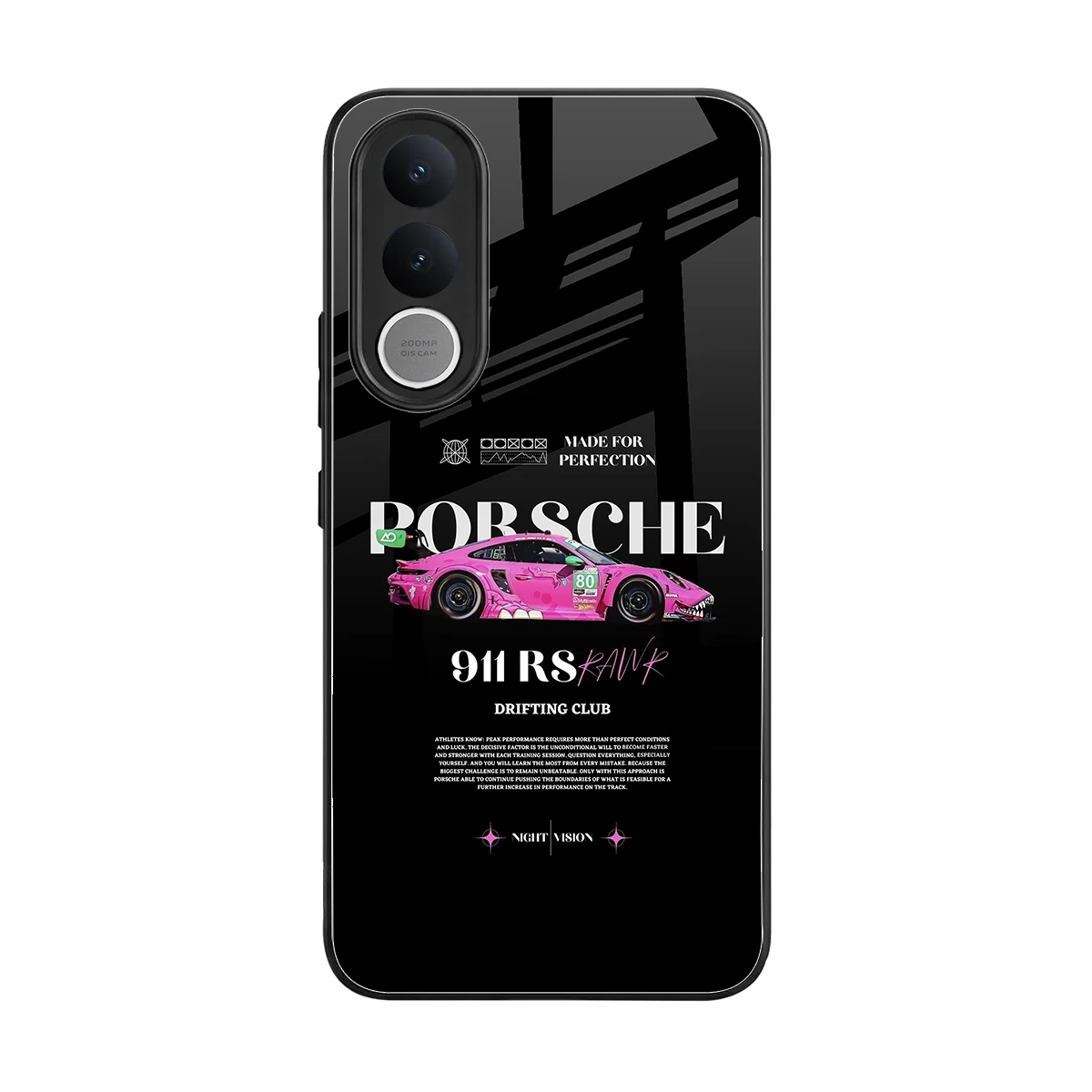 911 Drifting Club back phone cover | glass case for vivo v70 fe