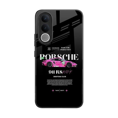 911 Drifting Club back phone cover | glass case for vivo v70 fe