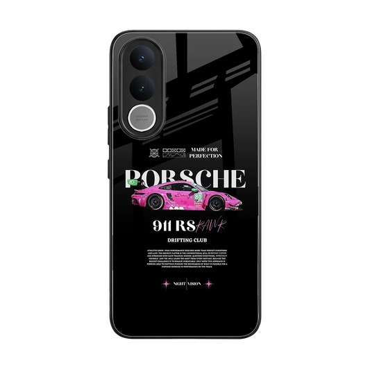 911 Drifting Club back phone cover | glass case for vivo v70 fe