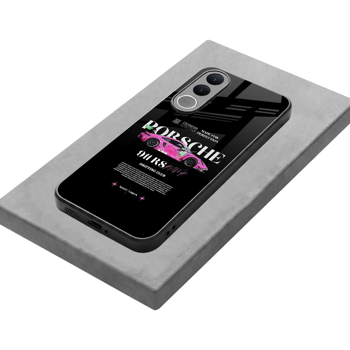 911 Drifting Club stylish phone case for vivo v70 fe | glossy glass and slim fit