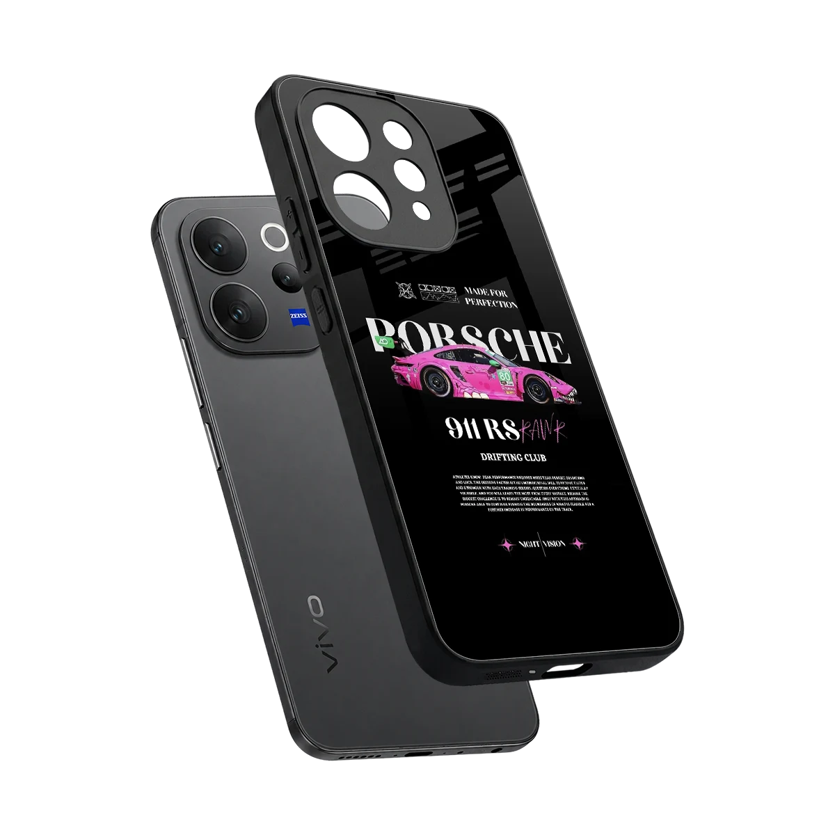 911 Drifting Club sleek vivo v70 cover with tempered glass back and TPU edges