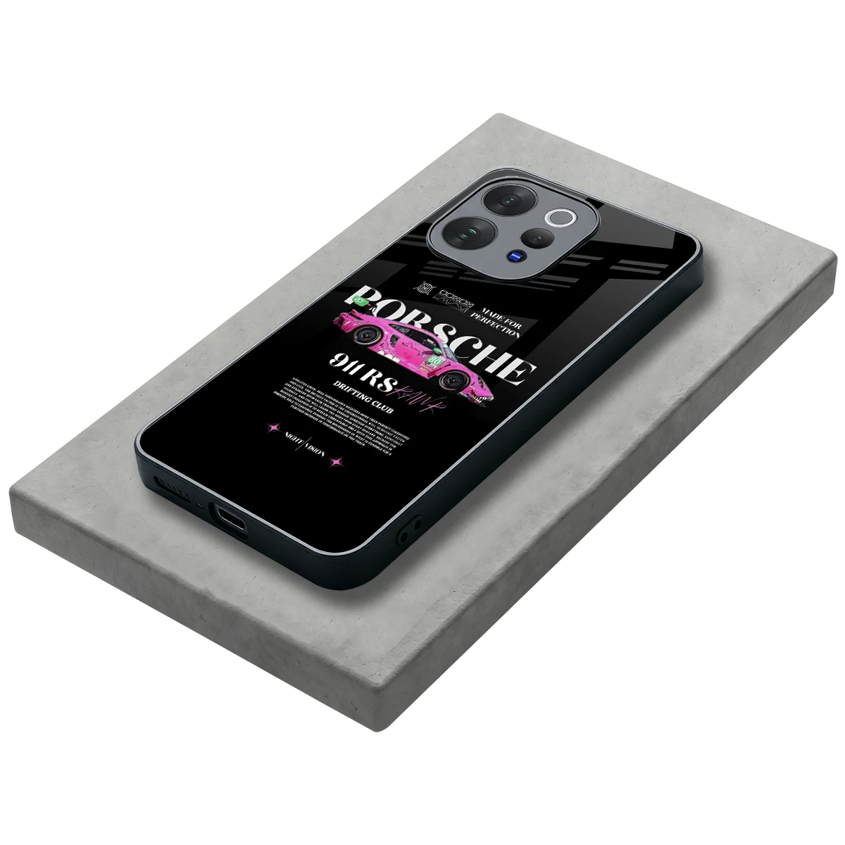 911 Drifting Club stylish phone case for vivo v70 | glossy glass and slim fit