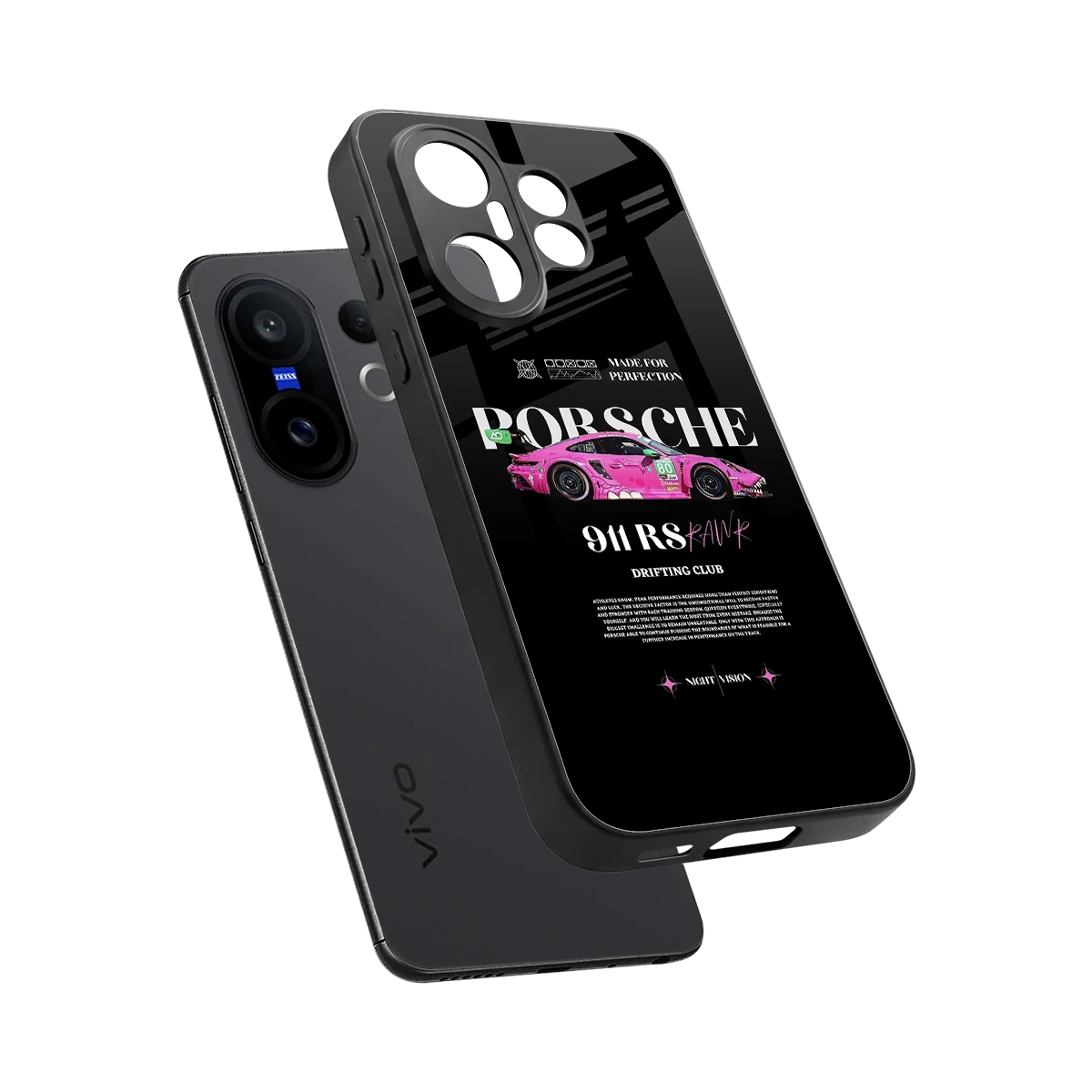 911 Drifting Club sleek vivo x200 fe cover with tempered glass back and TPU edges