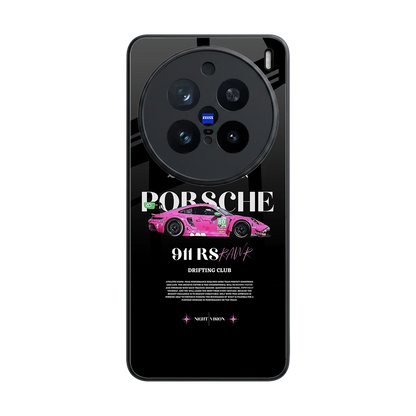 911 Drifting Club back phone cover | glass case for vivo x200 pro