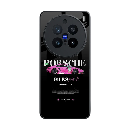 911 Drifting Club back phone cover | glass case for vivo x200 pro