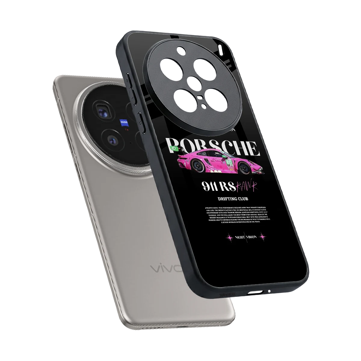 911 Drifting Club sleek vivo x200 pro cover with tempered glass back and TPU edges