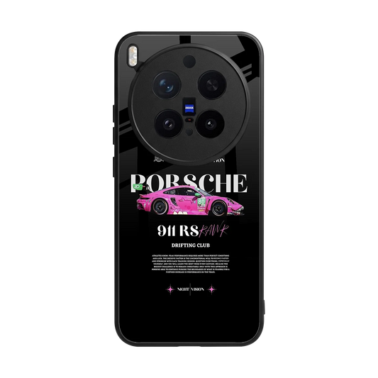 911 Drifting Club back phone cover | glass case for vivo x300 pro