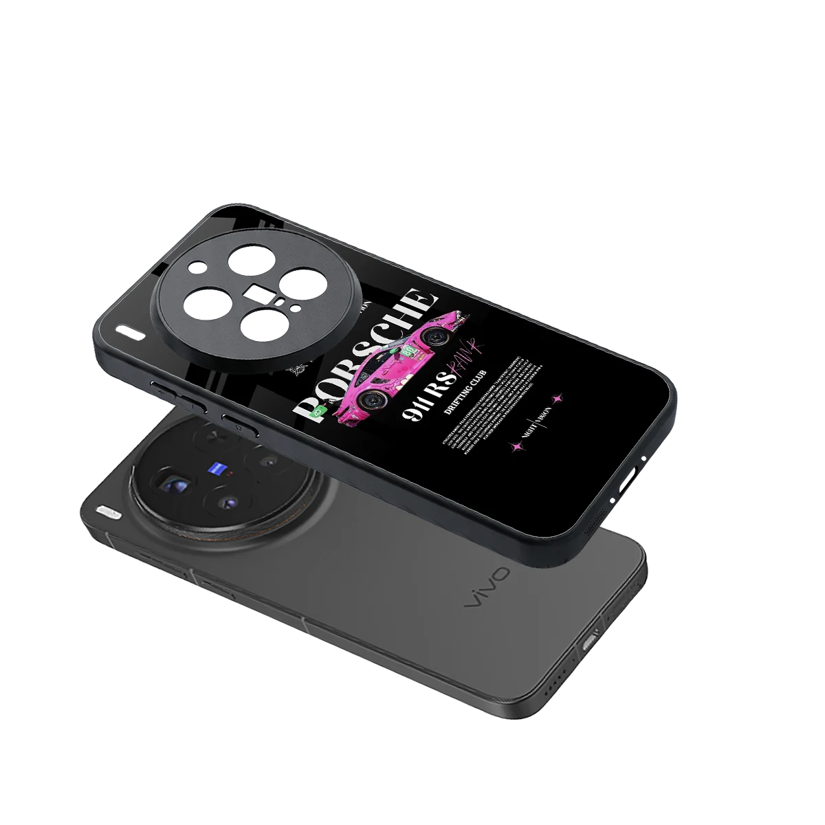 911 Drifting Club sleek vivo x300 pro cover with tempered glass back and TPU edges