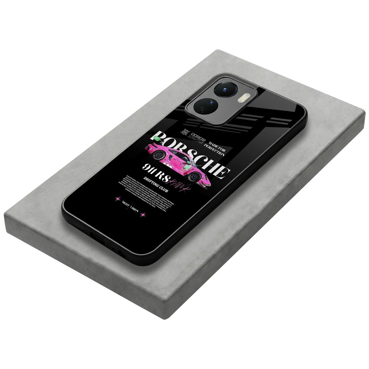 911 Drifting Club stylish phone case for vivo y16 | glossy glass and slim fit