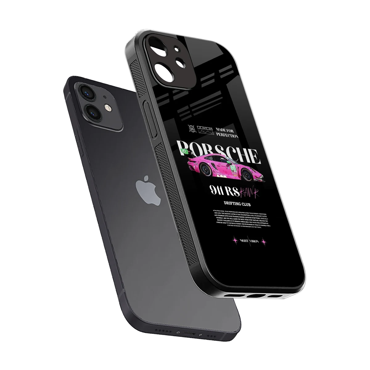 911 Drifting Club sleek iphone 12 cover with tempered glass back and TPU edges
