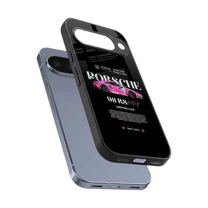 911 Drifting Club sleek google pixel 10 cover with tempered glass back and TPU edges