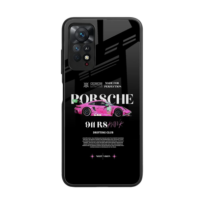 911 Drifting Club back phone cover | glass case for redmi note 11 pro