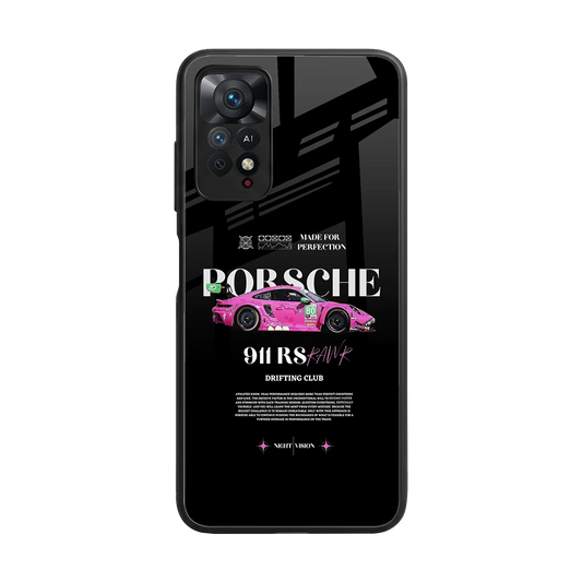 911 Drifting Club back phone cover | glass case for redmi note 11 pro