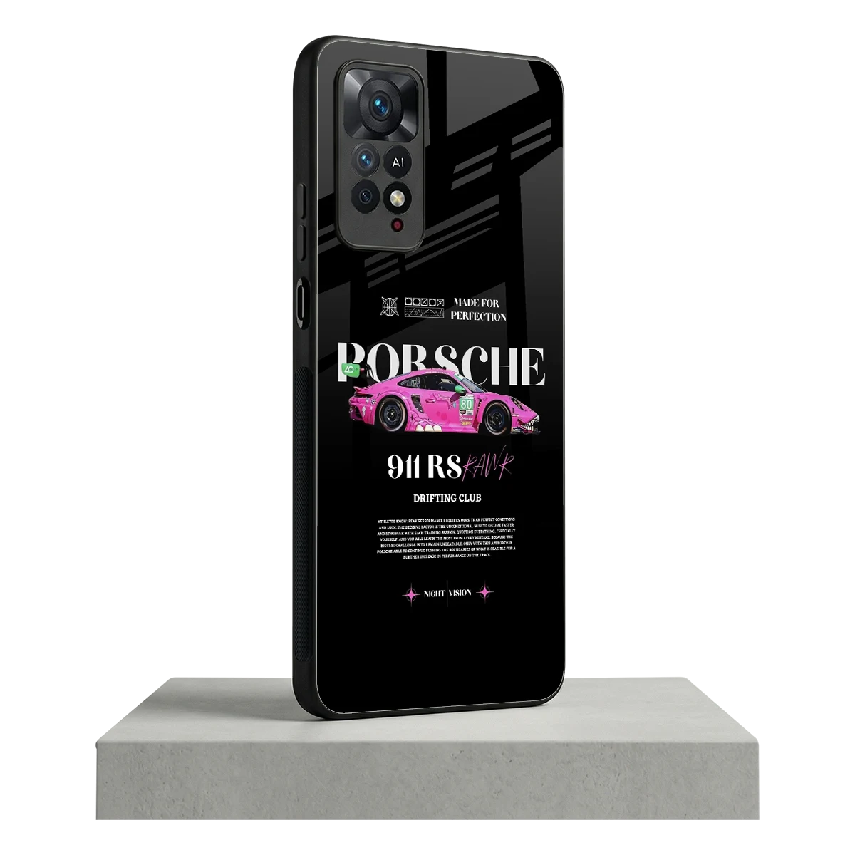 911 Drifting Club redmi note 11 pro mobile cover | shockproof glass phone case
