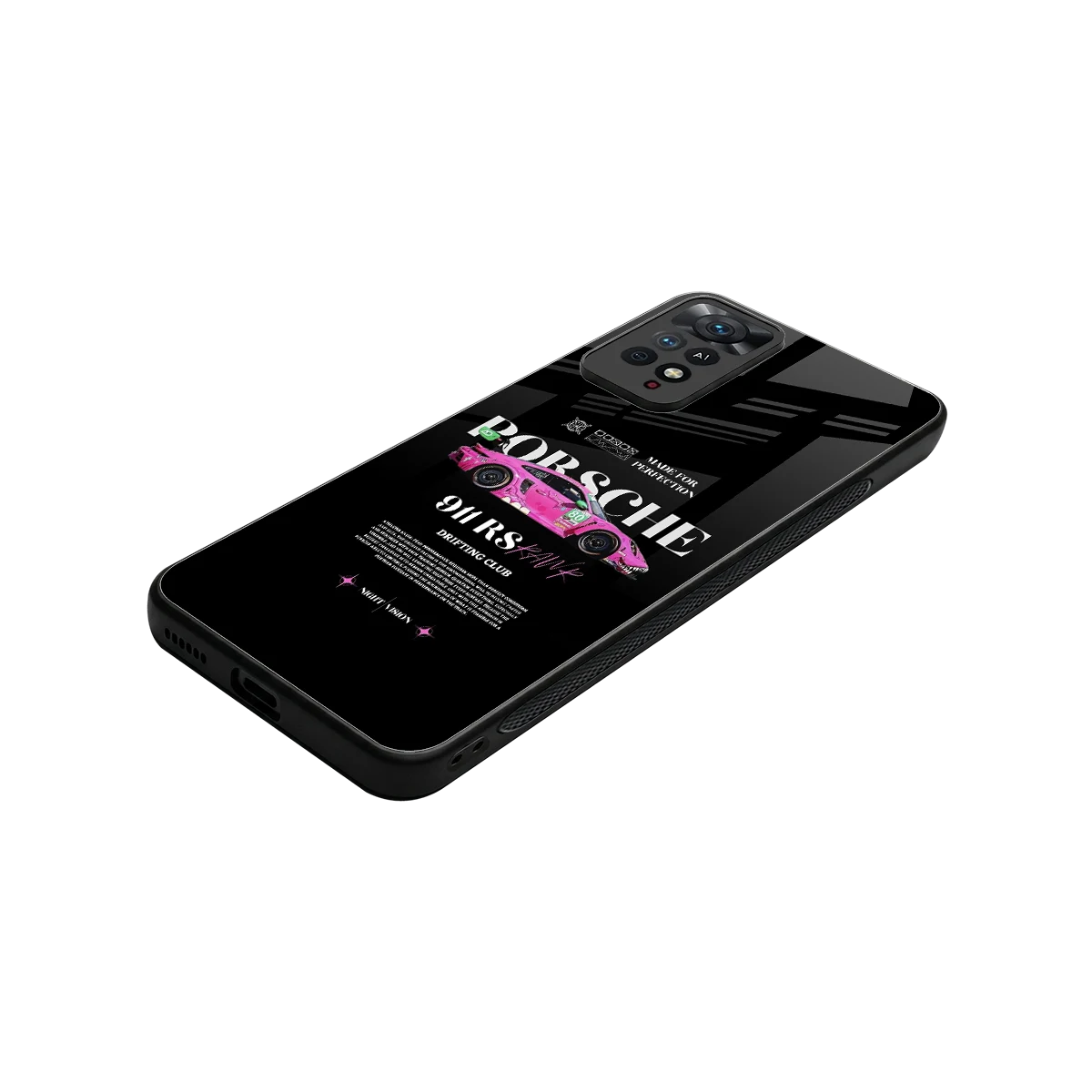 911 Drifting Club stylish phone case for redmi note 11 pro | glossy glass and slim fit