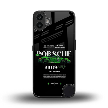 911 RS Drifting Club back phone cover | glass case for cmf nothing phone 1