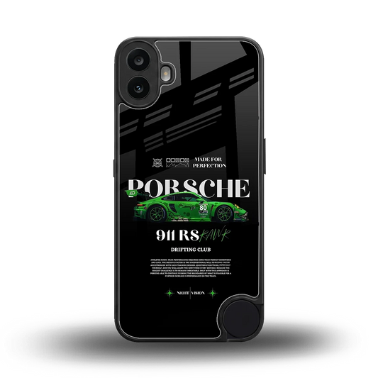 911 RS Drifting Club back phone cover | glass case for cmf nothing phone 1