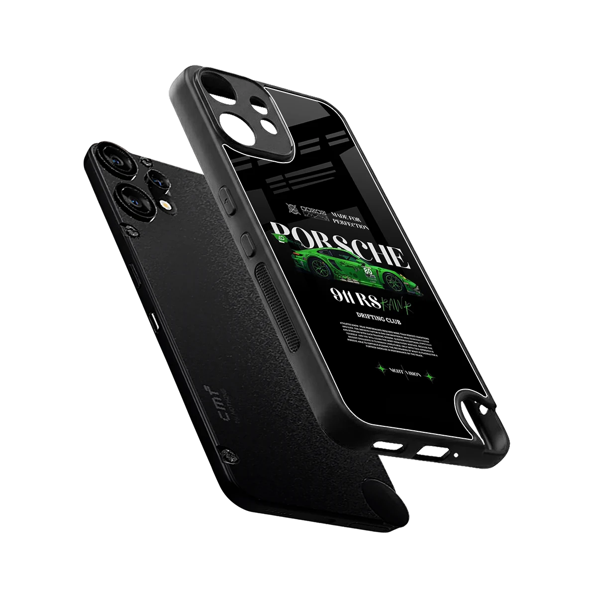 911 RS Drifting Club sleek cmf nothing phone 2 pro cover with tempered glass back and TPU edges