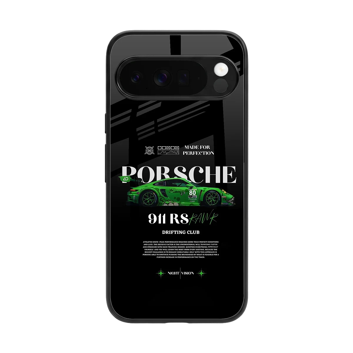 911 RS Drifting Club back phone cover | glass case for google pixel 10 pro xl