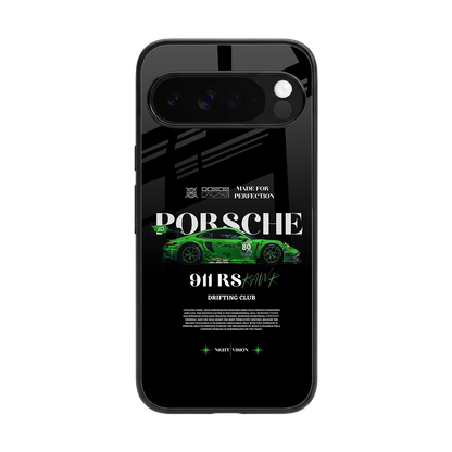 911 RS Drifting Club back phone cover | glass case for google pixel 10 pro xl