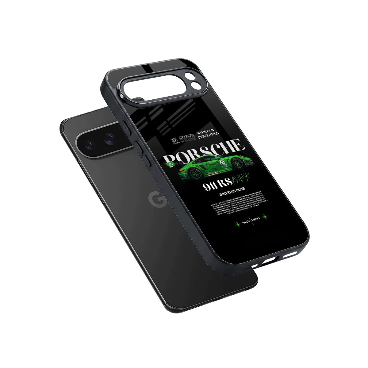 911 RS Drifting Club sleek google pixel 10 pro xl cover with tempered glass back and TPU edges