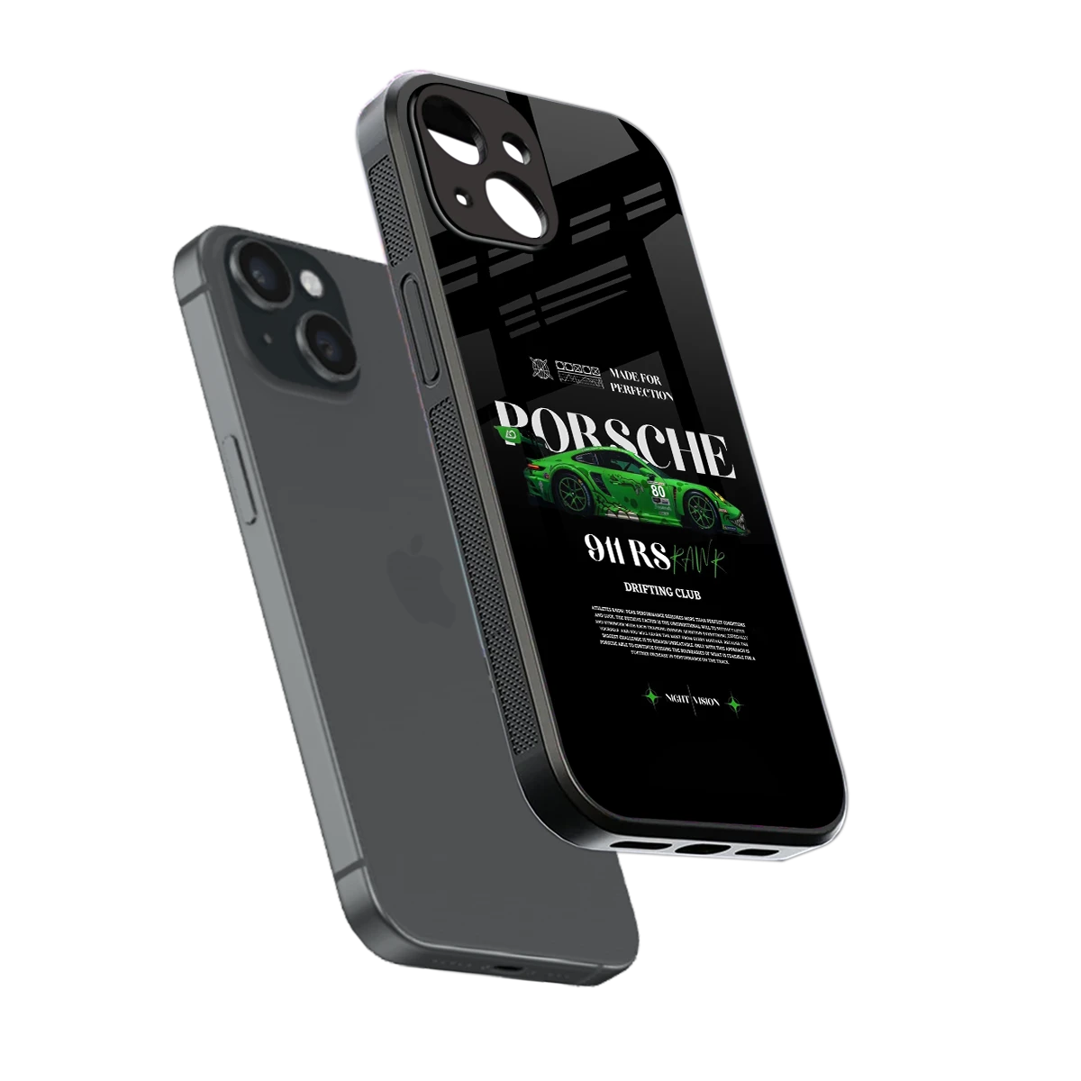 911 RS Drifting Club sleek iphone 13 cover with tempered glass back and TPU edges