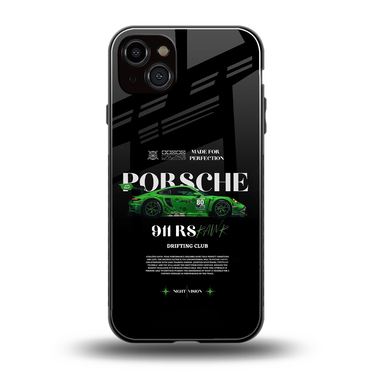 911 RS Drifting Club back phone cover | glass case for iphone 14 plus