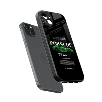 911 RS Drifting Club sleek iphone 15 plus cover with tempered glass back and TPU edges