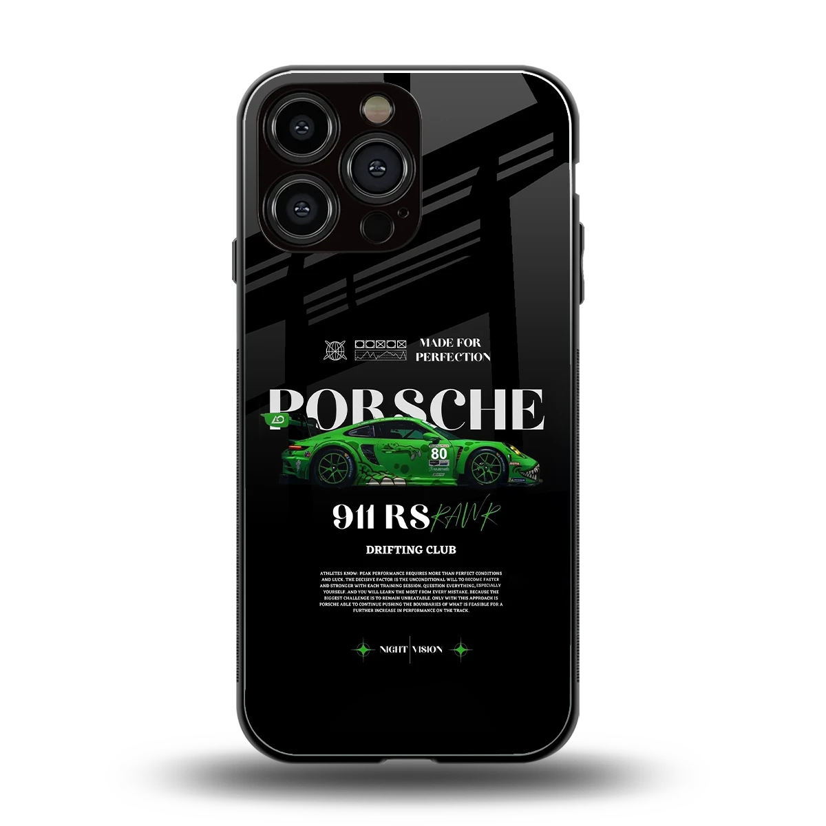 911 RS Drifting Club back phone cover | glass case for iphone 15 pro max