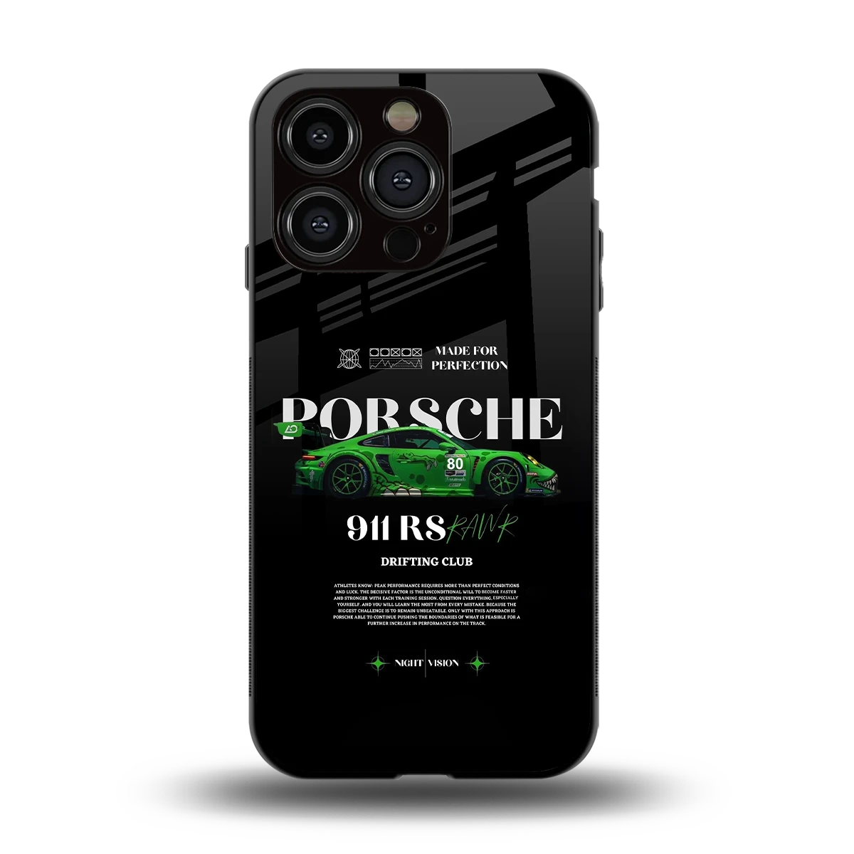 911 RS Drifting Club back phone cover | glass case for iphone 15 pro