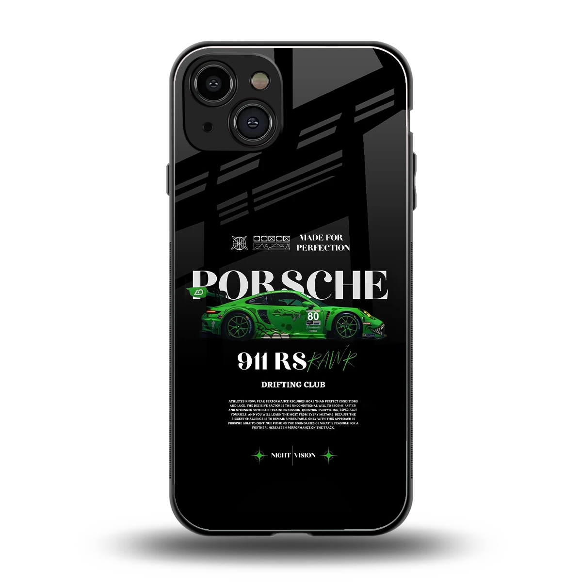 911 RS Drifting Club back phone cover | glass case for iphone 15