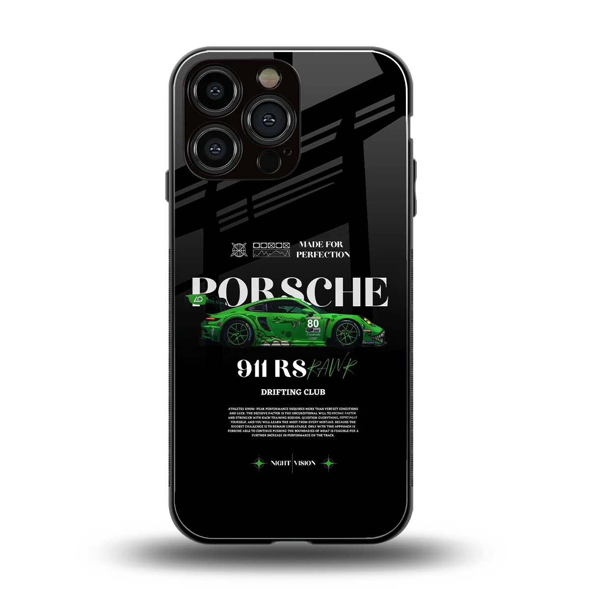 911 RS Drifting Club back phone cover | glass case for iphone 16 pro max