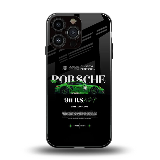 911 RS Drifting Club back phone cover | glass case for iphone 16 pro max