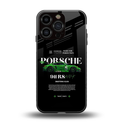 911 RS Drifting Club back phone cover | glass case for iphone 16 pro