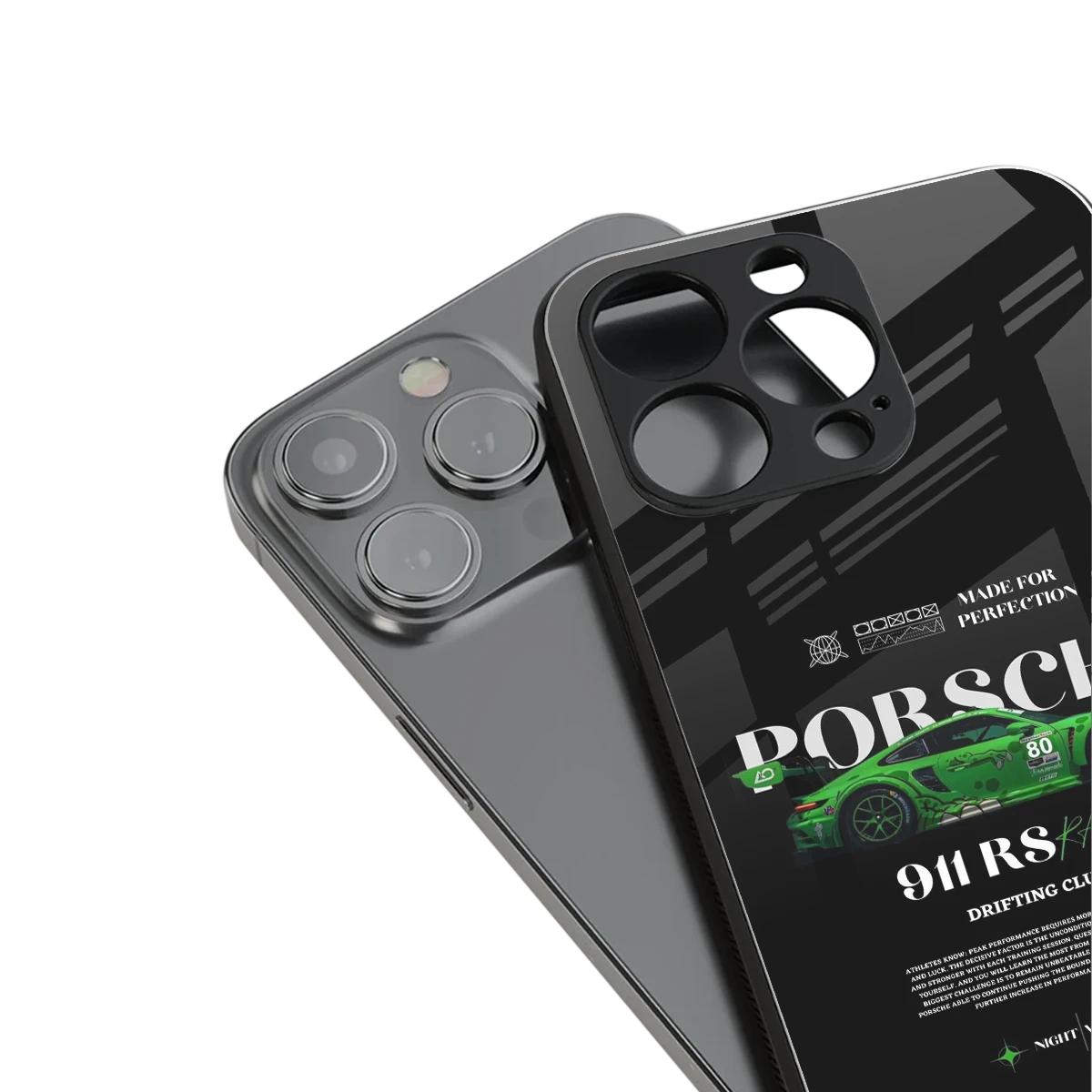 911 RS Drifting Club stylish phone case for iPhone 16 | glossy glass and slim fit