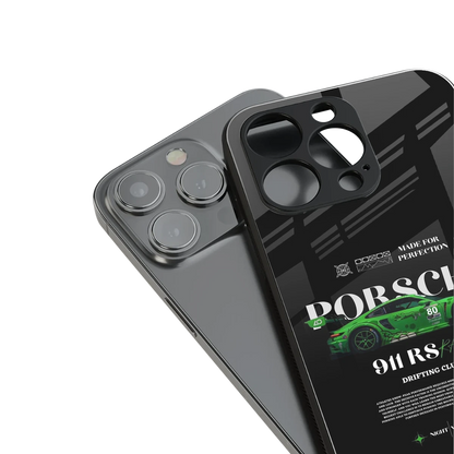 911 RS Drifting Club stylish phone case for iPhone 16 | glossy glass and slim fit